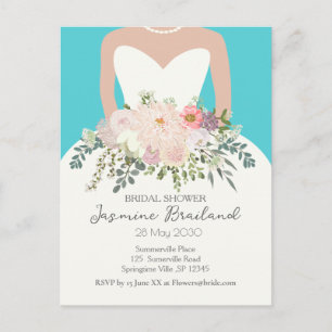 Postal Bride vestido con floral Bouquet Bridal Shower