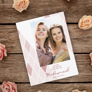 Postal Bridesmaid Elegant Abstract Photo Pink Proposal 