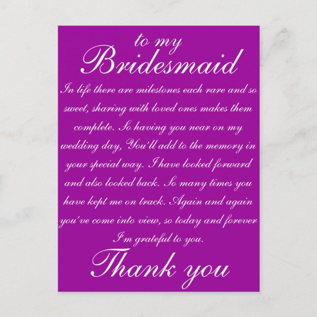Postal Bridesmaid Gracias (Anverso)