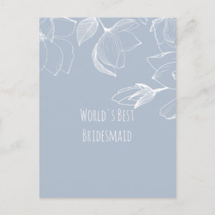 Postal BRIDESMAIDS GIFTS Dusty Blue White Magnolias