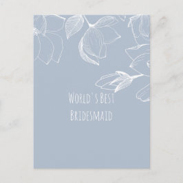 Postal BRIDESMAIDS GIFTS Dusty Blue White Magnolias