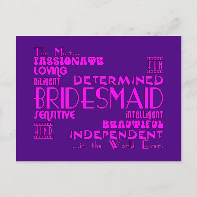 Postal Bridesmaids Gracias Bodas Favores : Cualidades (Anverso)