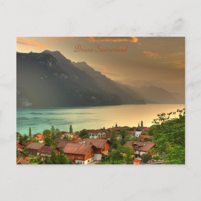 Postal Brienz Suiza y el Lago Brienzersee y los Alpes Sui (Anverso)
