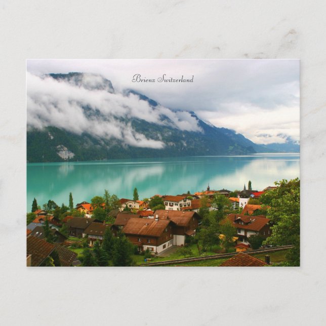 Postal Brienz Suiza y el lago verde azul Brienzersee (Anverso)