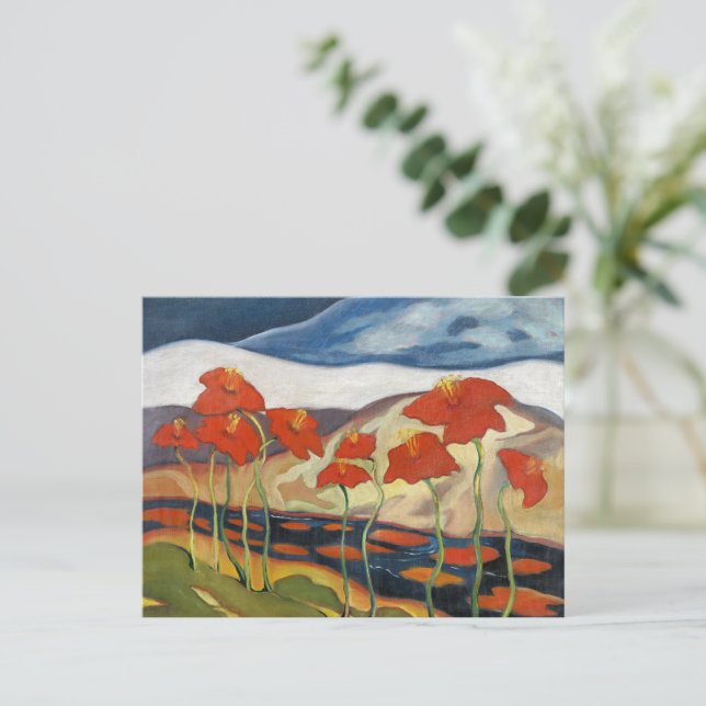 Postal Bright and Cheerful, Landscape with Flowers, (Anverso de pie)