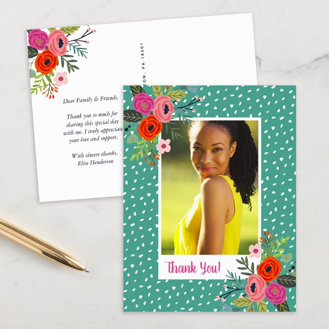 Postal Bright Floral Graduation Photo You (Subido por el creador)