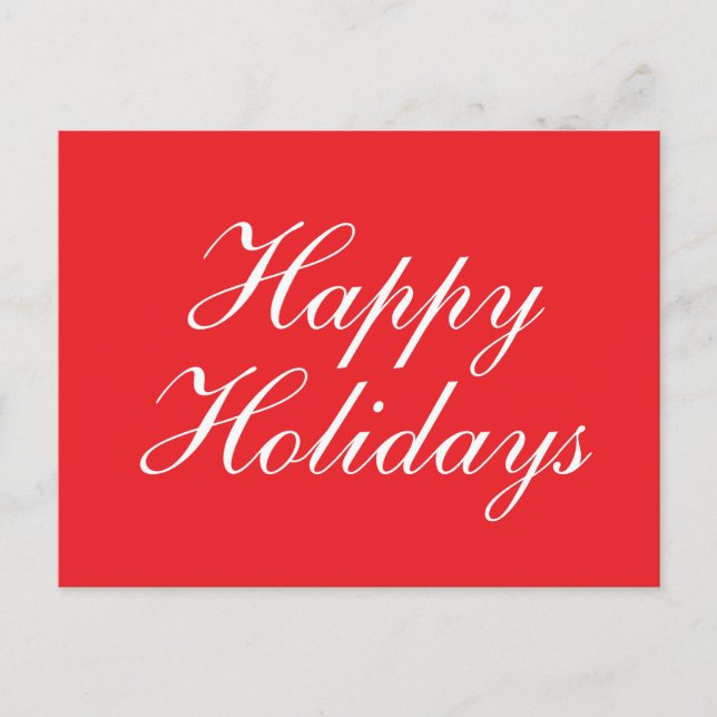 Postal Bright Red Plain Elegant Happy Holidays Message (Anverso)