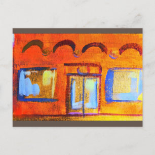 Postal Bright streetscape naranja fachada
