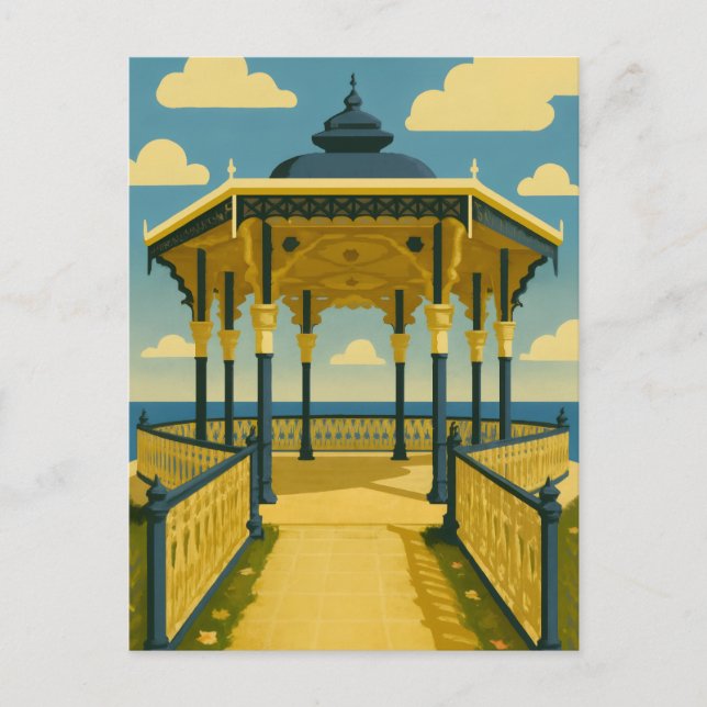 Postal Brighton Bandstand - Arte de arquitectura costera (Anverso)