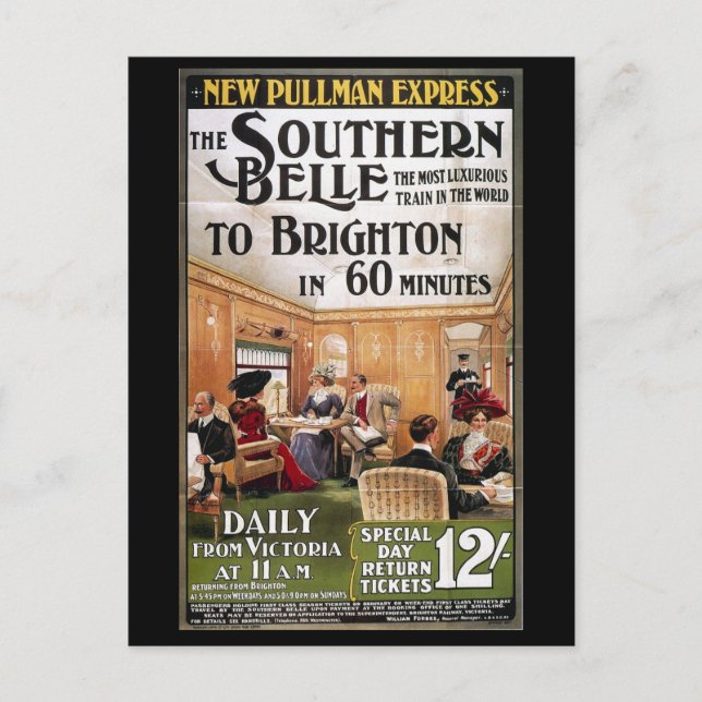 Postal Brighton, Inglaterra, Excursión en Tren (Anverso)