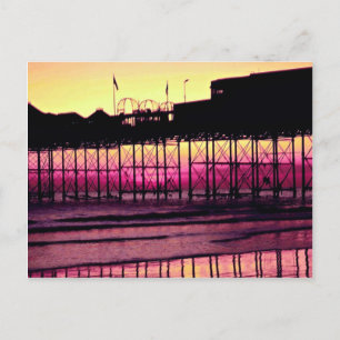 Postal Brighton Pier al atardecer, Sussex, Inglaterra