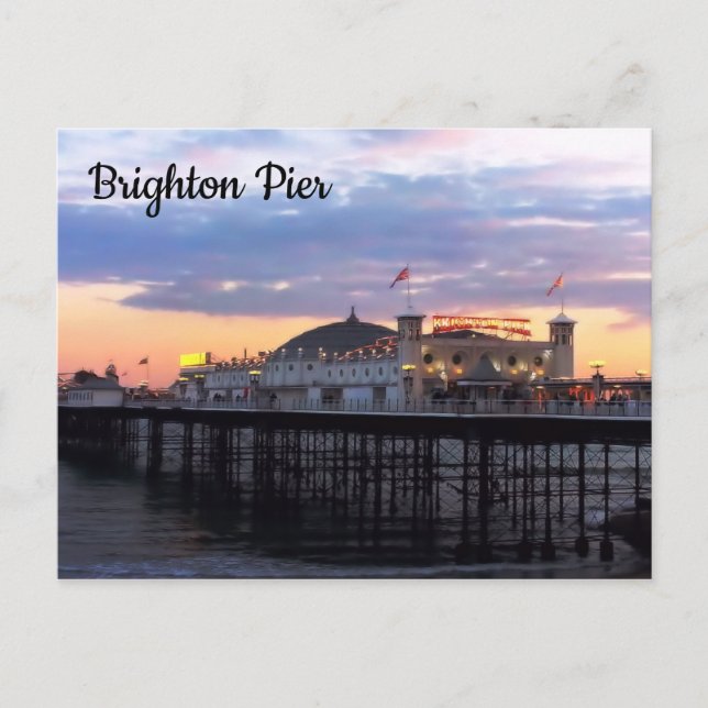 Postal Brighton Pier en foto nocturna (Anverso)
