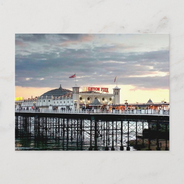 Postal Brighton Pier Sunset Photo (Anverso)