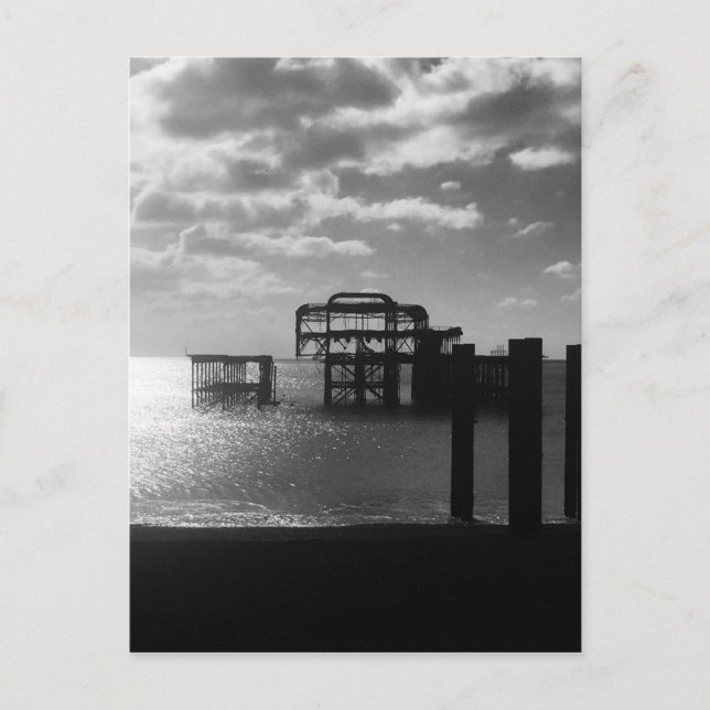 Postal Brighton West Pier blanco y negro (Anverso)