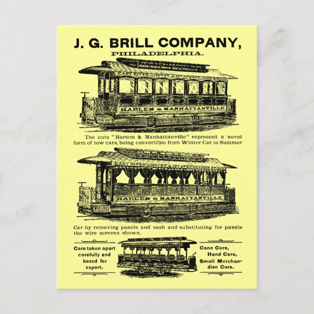 Postal Brill Company Streetcars (Anverso)