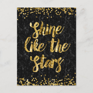 Postal Brilla como las estrellas Purpurina negro y oro Gl