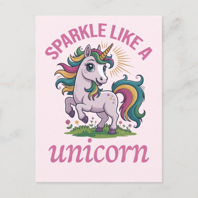 Postal Brilla como un unicornio (Anverso)