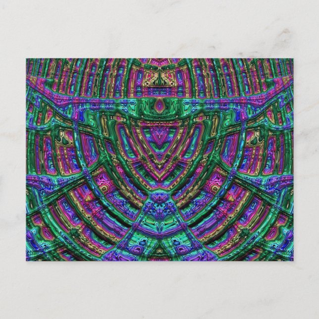 Postal brillante 3D azul verde morado zany (Anverso)