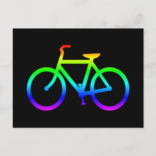Postal Brillante bicicleta arco iris (Anverso)