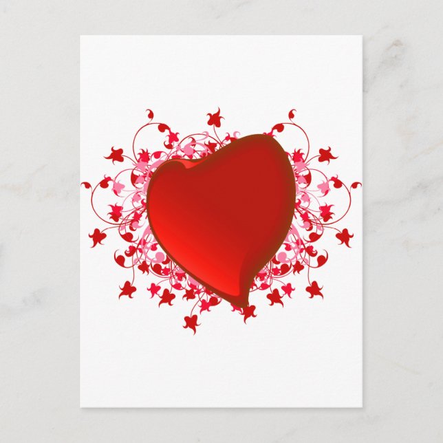 Postal Brillante Corazón Rojo (Anverso)
