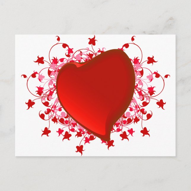 Postal Brillante Corazón Rojo (Anverso)