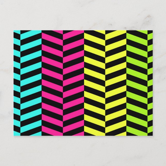 Postal Brillante Girly Neon Stripes Chevron (Anverso)