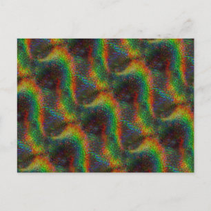 Postal Brillante Holográfico Iris Luces Purpurina Ola