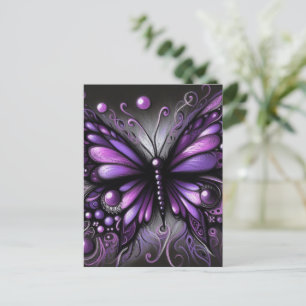 Postal Brillante mariposa gótica morada color negro