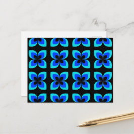 Postal Brillante Modelo De Flor Azul De Dos Tonos