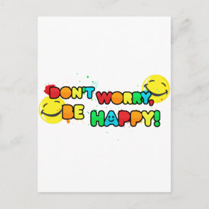 Postal brillante no se preocupe por ser feliz diseño faci