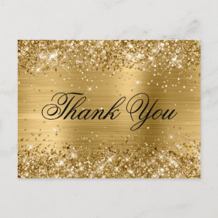 Postal Brillante Papel de Oro de Cumpleaños 21 Agradecimi
