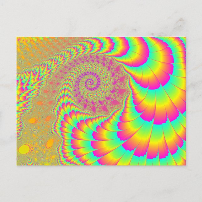 Postal Brillante Psicodelia Infinita Espiral Arte Fractal (Anverso)