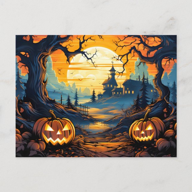 Postal Brillantes calabazas Nefarie Happy Halloween (Anverso)