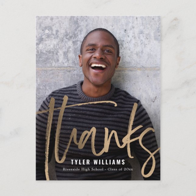 Postal Brillantes Estroques Graduación Moderna Gracias (Anverso)