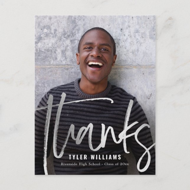 Postal Brillantes Estroques Graduación Moderna Gracias (Anverso)