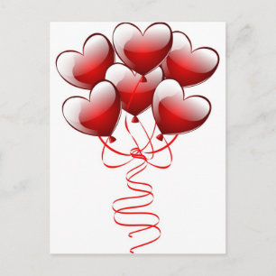 Postal Brillantes globos de corazón de amor brillante