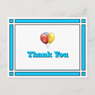 Postal Brillantes globos de cumpleaños azules gracias pos