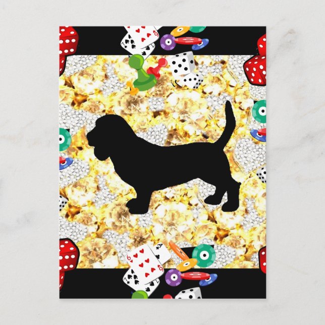 POSTAL BRILLANTES PARA BASSSET HOUND (Anverso)