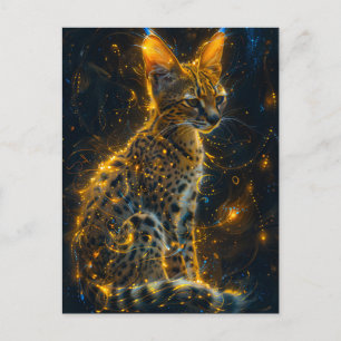Postal Brillo cósmico de Neon Serval Yellowish
