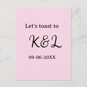 Postal Brindemos por compromiso de boda nombre letra rosa