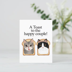 Postal Brindis Al Boda Gato Feliz Pareja Graciosa