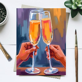 Postal Brindis de Champán | Pintura Aquarela de Celebraci