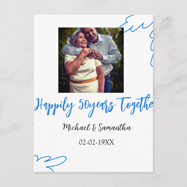 Postal brindis por 50 años aniversario foto hoja azul nom (Anverso)