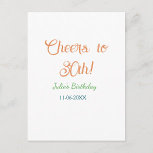 Postal Brindis por cumpleaños 30 nombre fecha naranja ver