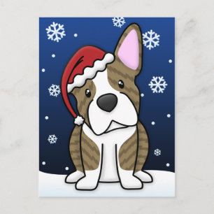 Postal Brindle del navidad de Kawaii Boston