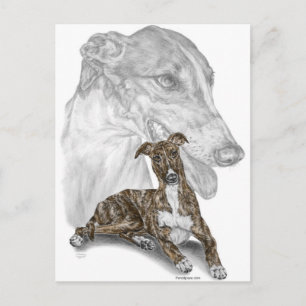 Postal Brindle Greyhound Dog Art