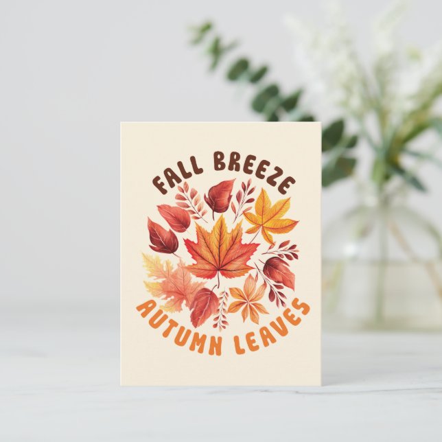 Postal Brisa de caída, hojas otoñales - Foliage caprichos (Anverso de pie)