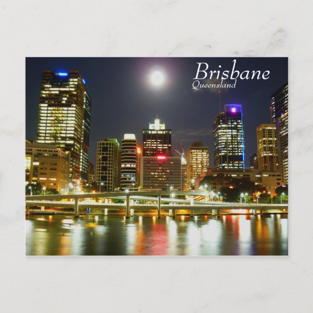 Postal Brisbane de noche (Anverso)