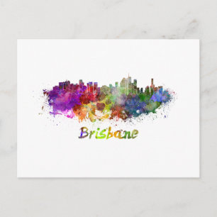 Postal Brisbane skyline in watercolor