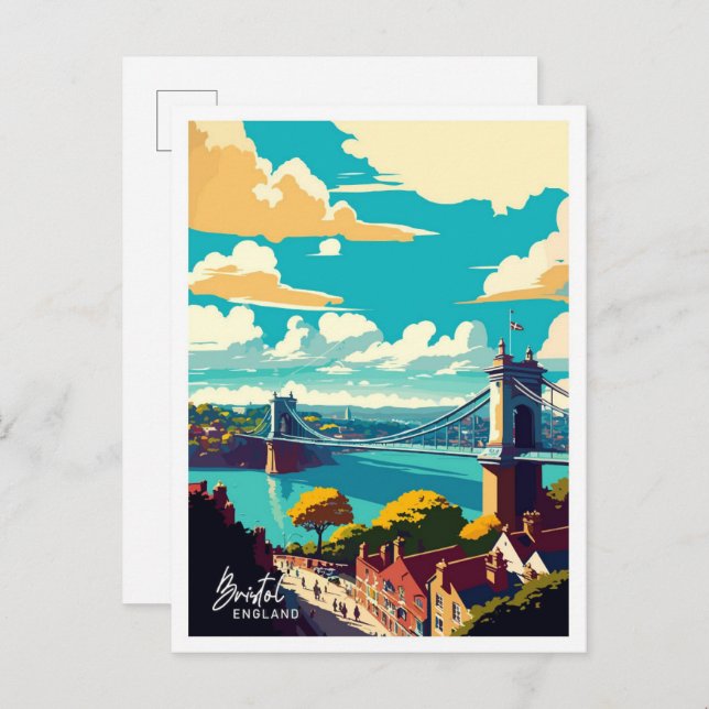 Postal Bristol Inglaterra ilustracion de Viajes de Arte (Anverso / Reverso)